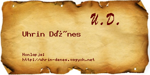 Uhrin Dénes névjegykártya