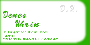 denes uhrin business card